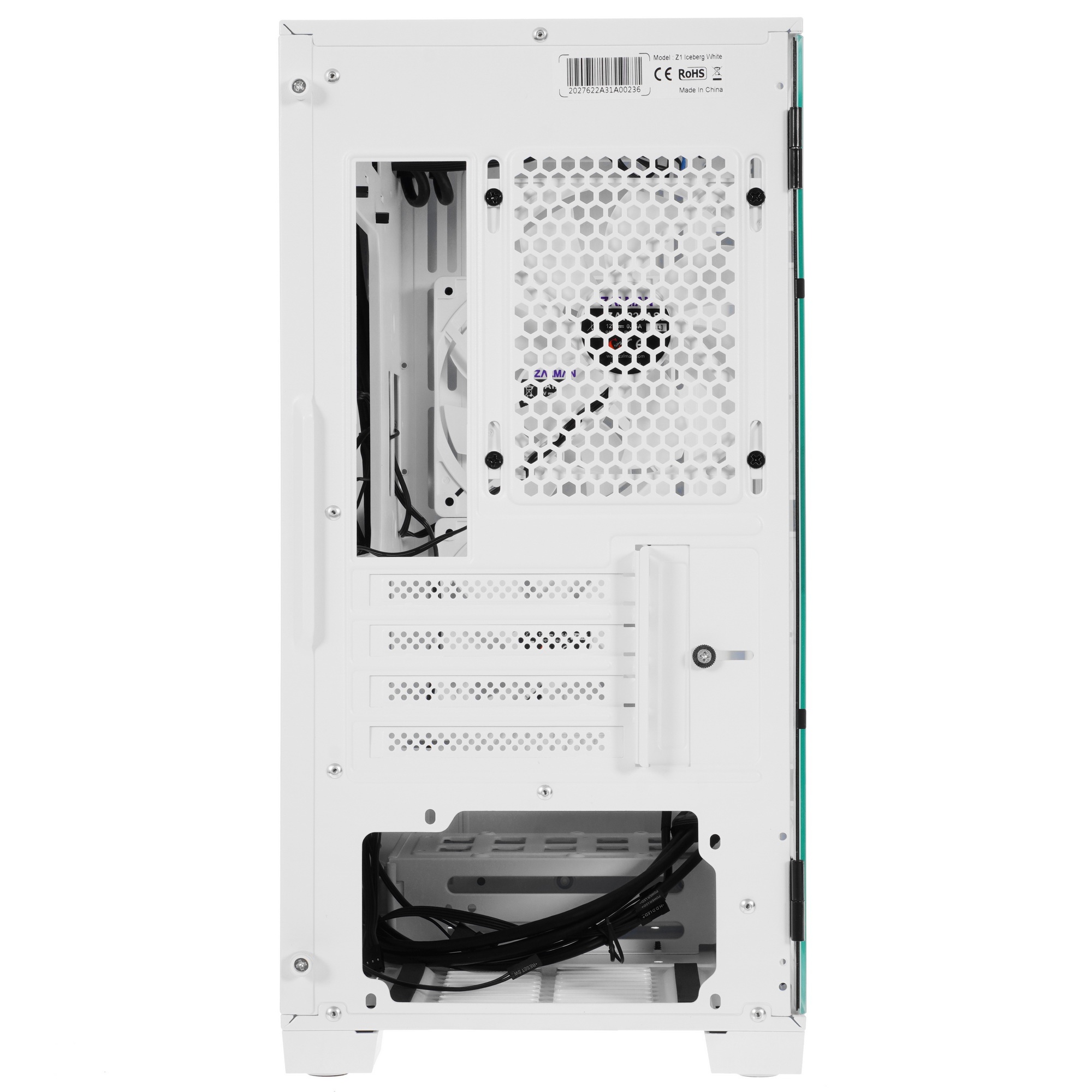Компьютерный корпус MiniTower Zalman Z1 Iceberg white (mATX, window, FRONT 2x120mm, REAR 1x120mm, бе