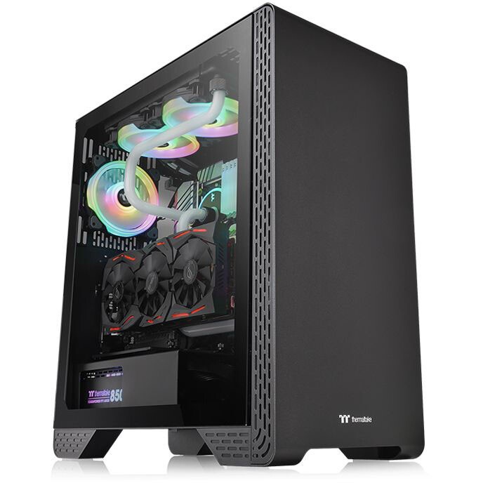 Компьютерный корпус V200 TG RGB CA-1K8-00M1WN-01 Black/Win/SPCC/Tempered Glass*1/120mm RGB Fans*3 +
