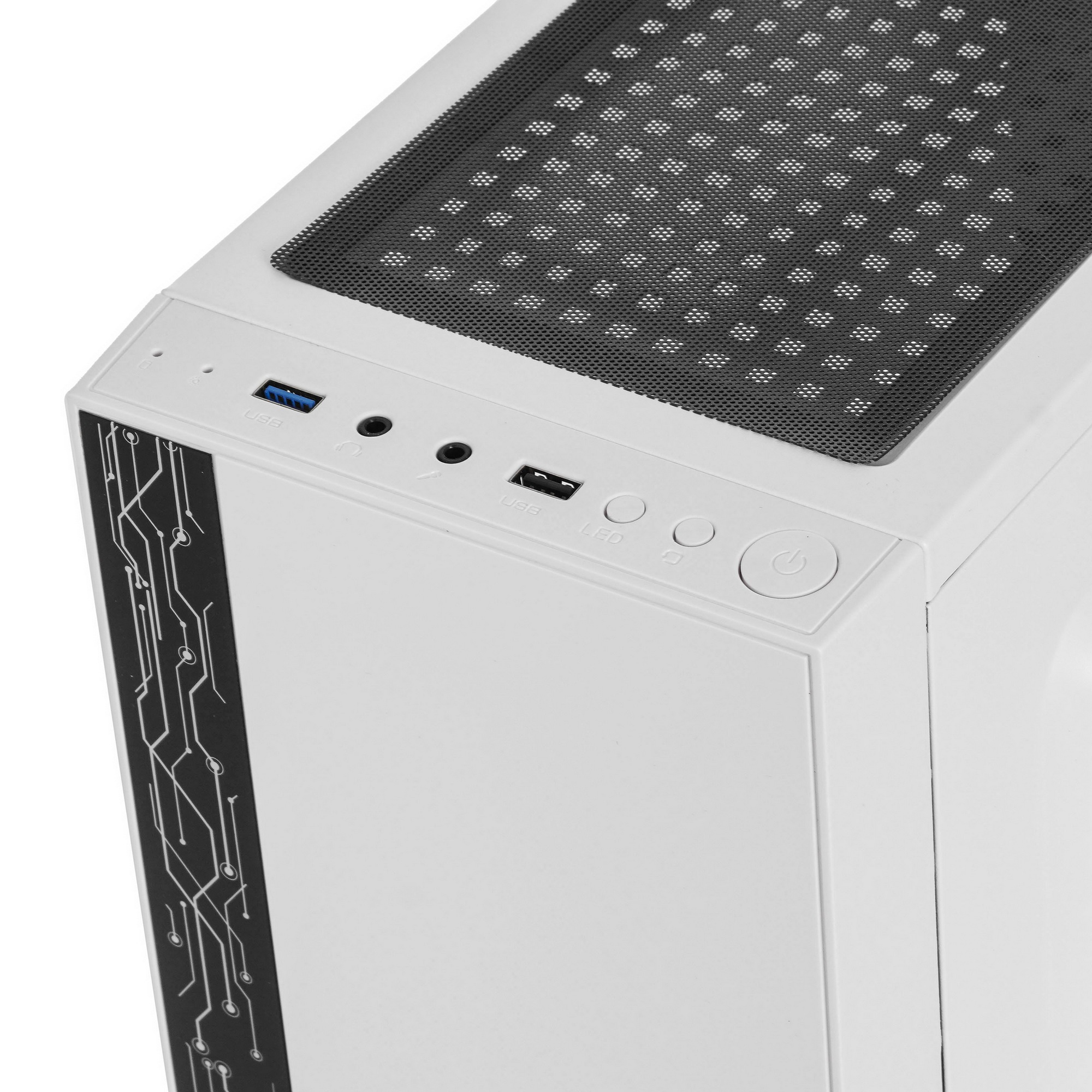 Компьютерный корпус Ginzzu A390 White Window RGB подсветка 1*USB 3.0, 2*USB 2.0, AU