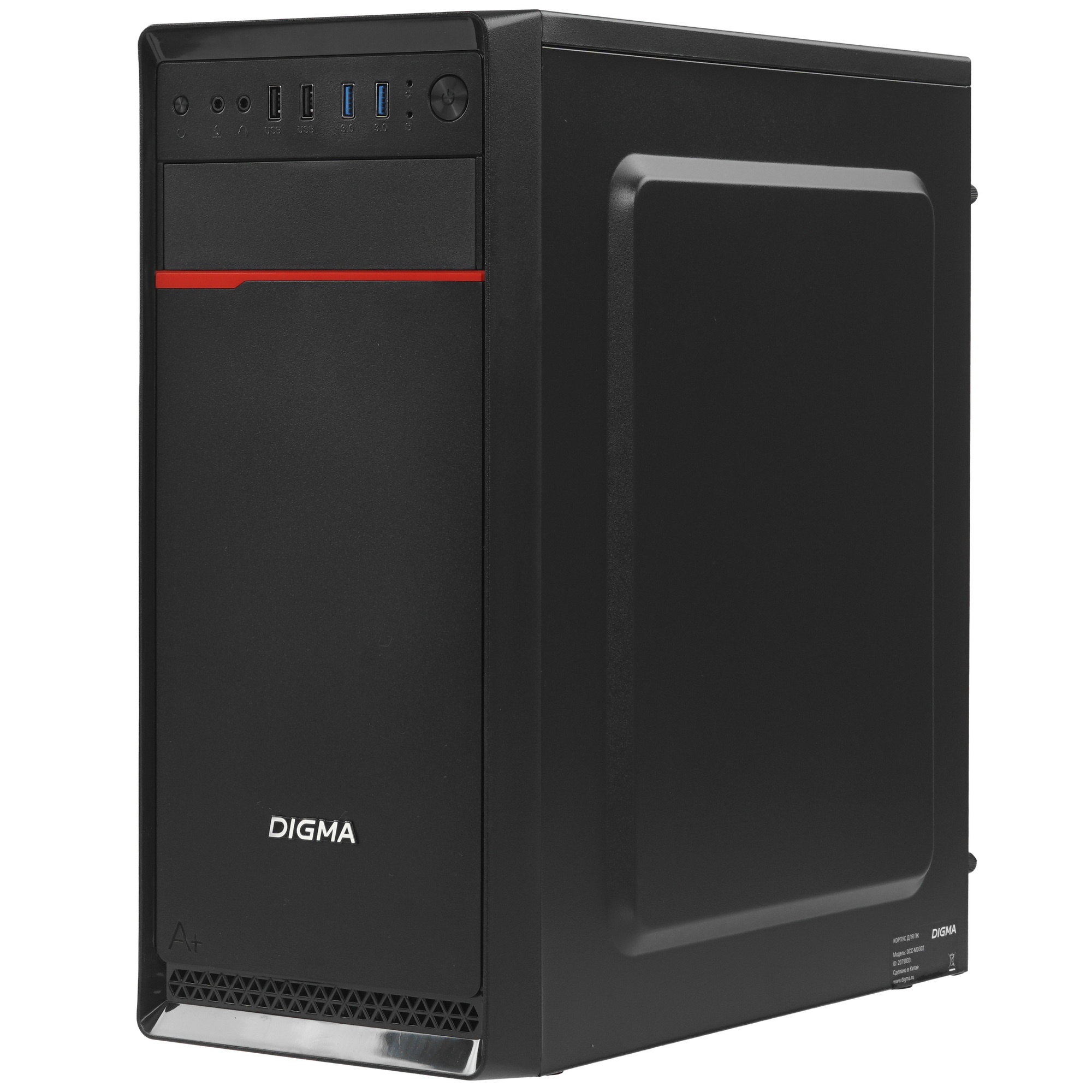Компьютерный корпус Digma DCC-MD302 черный без БП ATX 1x80mm 3x120mm 2xUSB2.0 2xUSB3.0 audio
