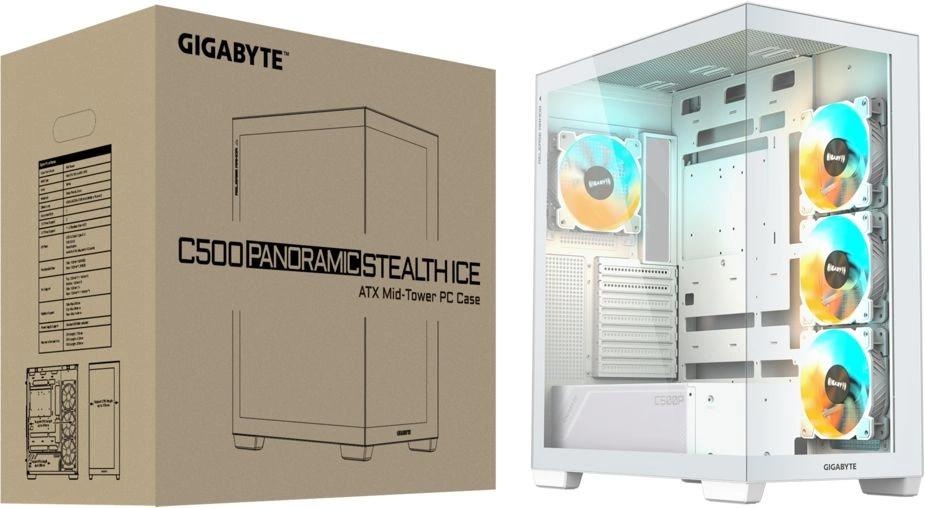 Компьютерный корпус Gigabyte GB-C500PI ST белый без БП ATX 3x120mm 6x140mm 2xUSB3.0 1xUSB3.1 audio b