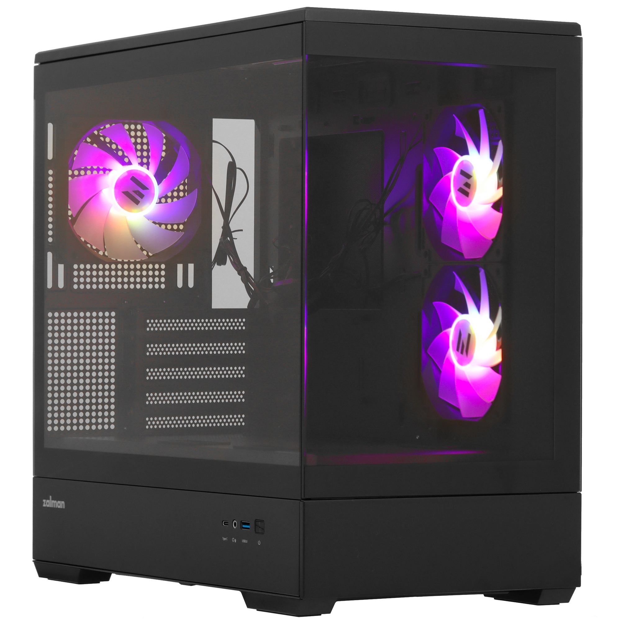 Компьютерный корпус MiniTower Zalman P30 Black (mATX, без БП, ARGB, USB3.2 Type-A + USB3.2 Type-C) (