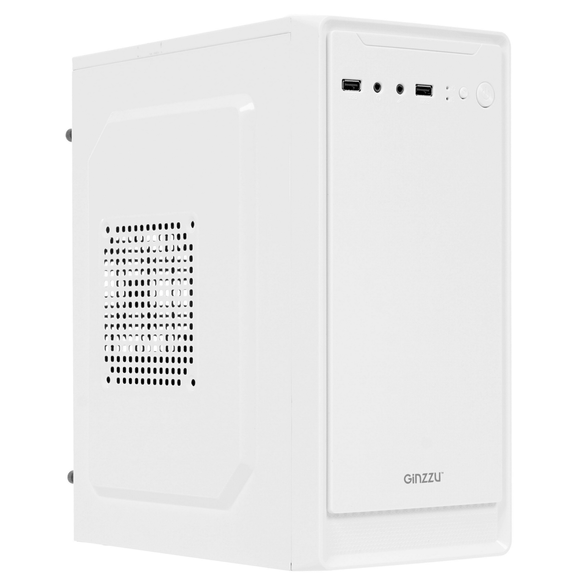 Компьютерный корпус MiniTower Ginzzu B185 White mATX,2xUSB2.0, белый,w/o PSU, w/o fan (Ginzzu B185)