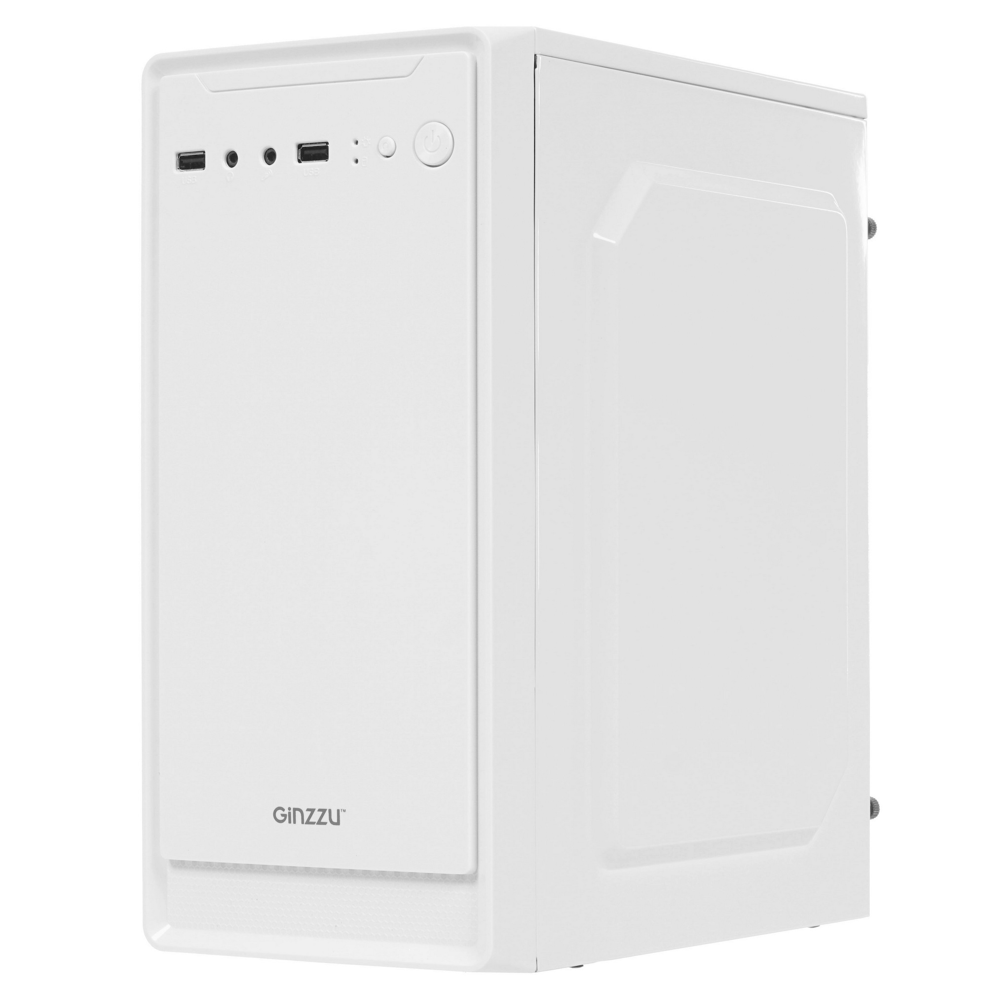 Компьютерный корпус MiniTower Ginzzu B185 White mATX,2xUSB2.0, белый,w/o PSU, w/o fan (Ginzzu B185)