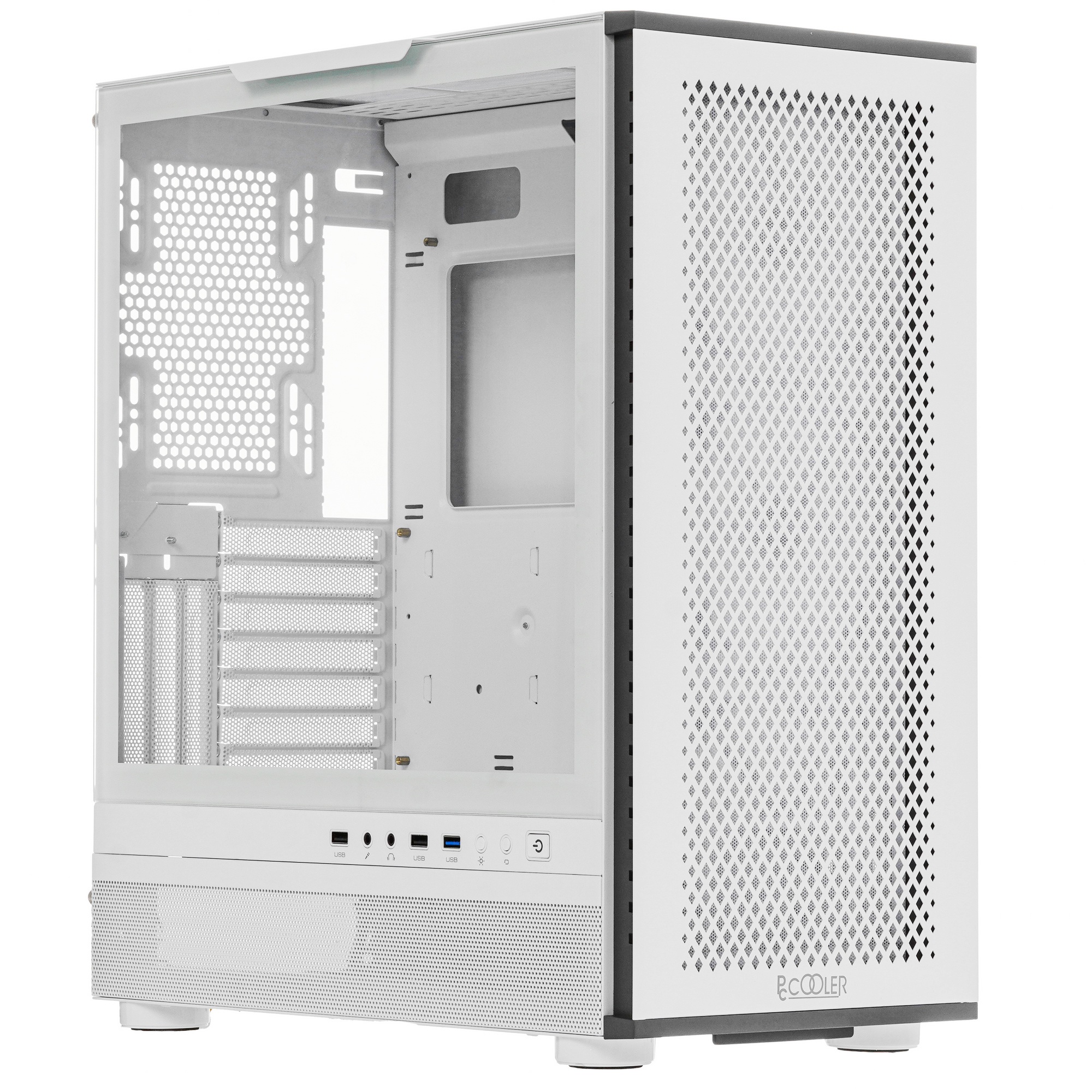 Компьютерный корпус PcCooler ME200 MESH WH белый-черный без БП ATX 3x120mm 2xUSB3.0 audio bott PSU