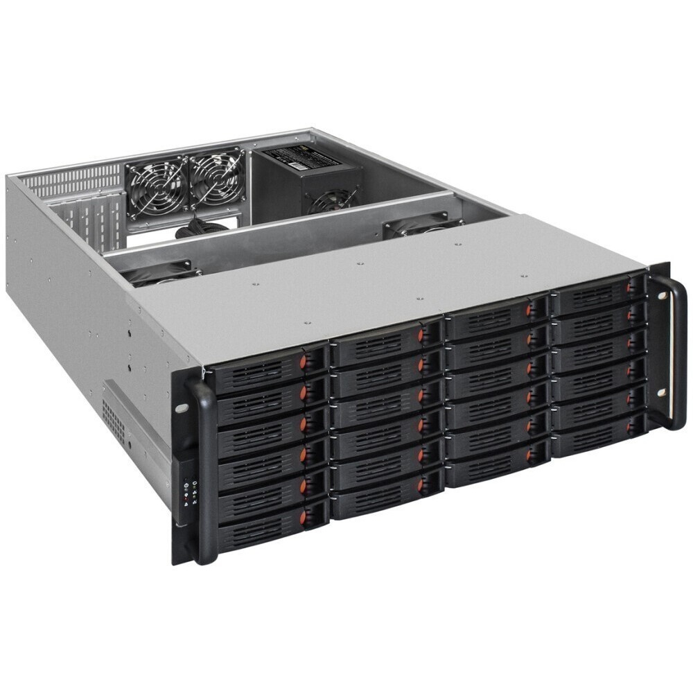 Серверный корпус ExeGate Pro EX293271RUS 4U660-HS24 RM 19", высота 4U, глубина 660, БП 1200RADS, 24