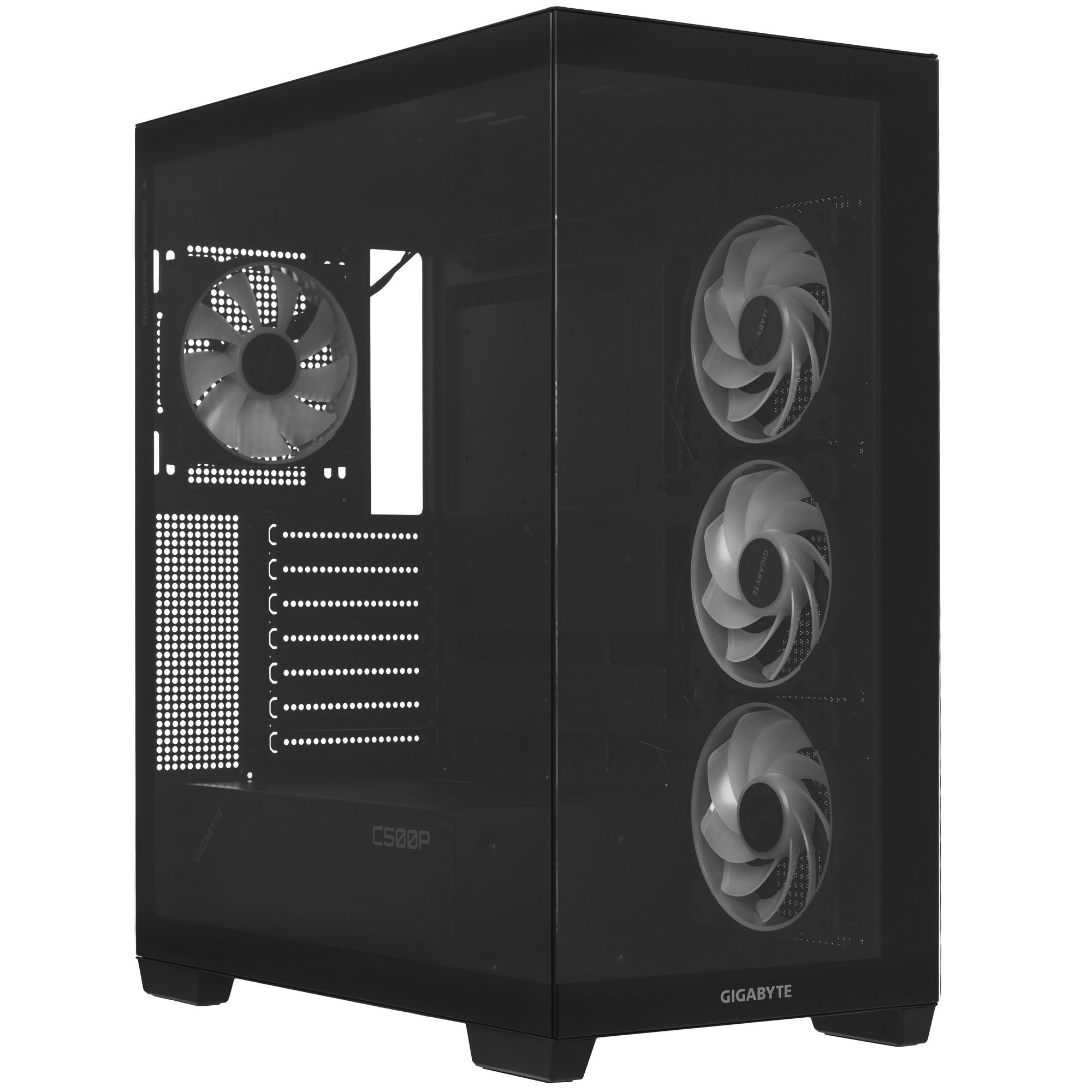 Компьютерный корпус Gigabyte GB-C500P ST черный без БП ATX 3x120mm 6x140mm 2xUSB3.0 1xUSB3.1 audio b