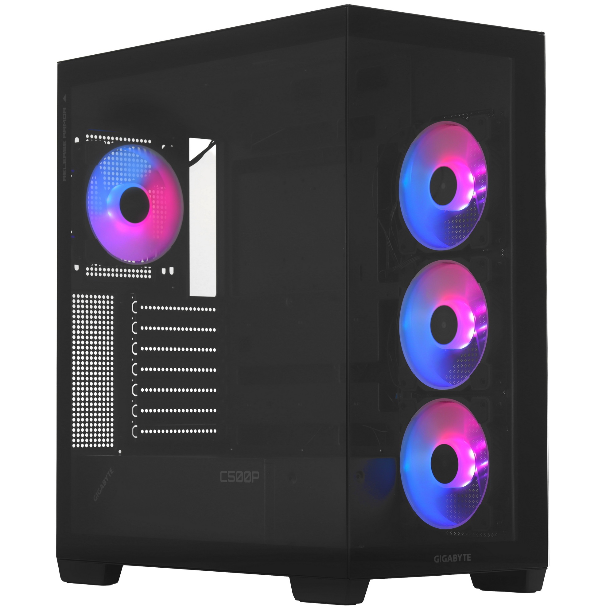 Компьютерный корпус Gigabyte GB-C500P ST черный без БП ATX 3x120mm 6x140mm 2xUSB3.0 1xUSB3.1 audio b
