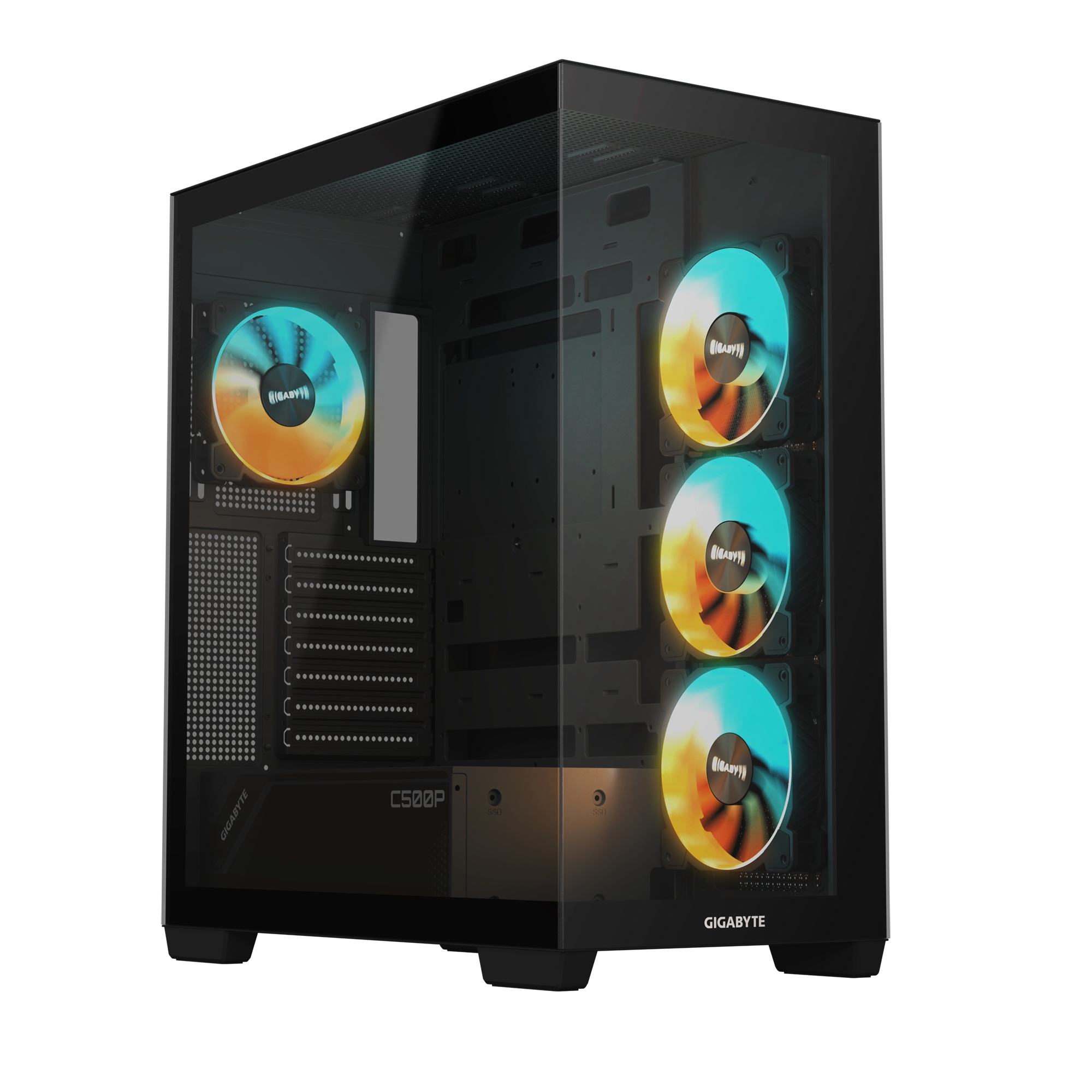 Компьютерный корпус Gigabyte GB-C500P ST черный без БП ATX 3x120mm 6x140mm 2xUSB3.0 1xUSB3.1 audio b