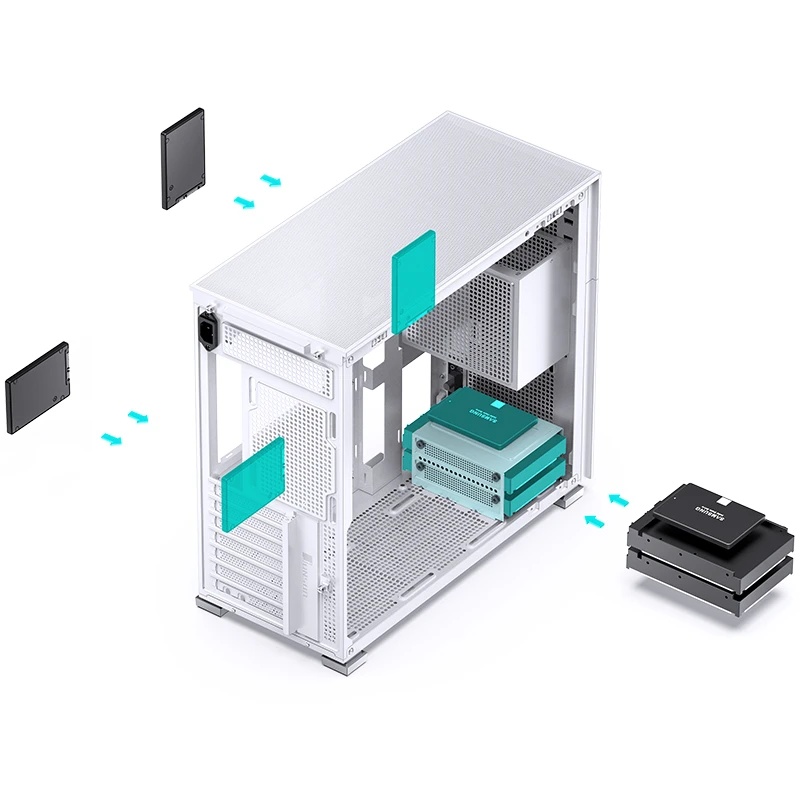 Корпус без блока питания Case JONSBO D41 STD, Midi-Tower, TG, no fan, 1xUSB-A 3.2 + 1xUSB-C 3.2, ATX