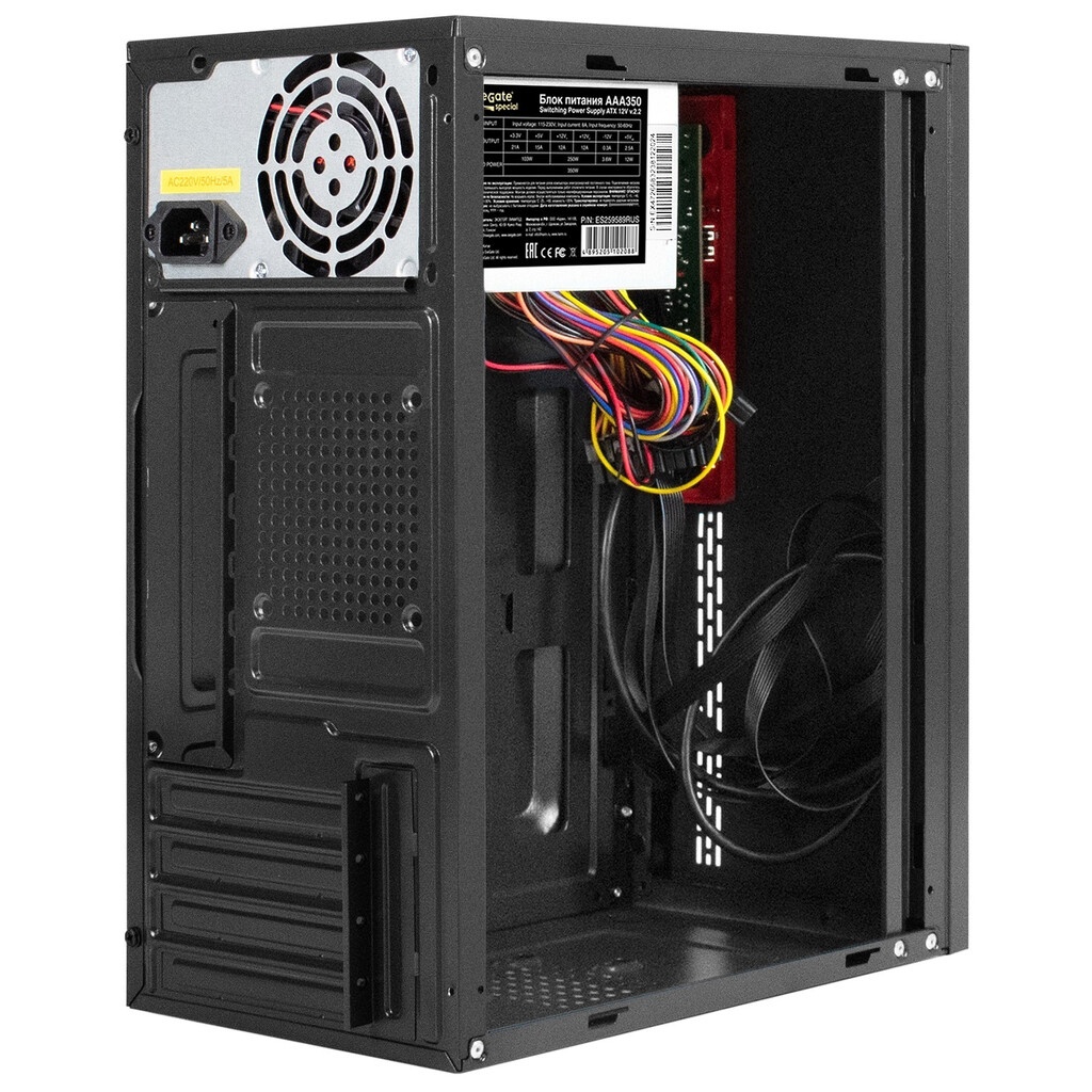 Корпус Minitower ExeGate BAA-403U-AAA350 (mATX, БП AAA350 с вент. 8см, 1*USB+1*USB3.0, HD Audio, чер