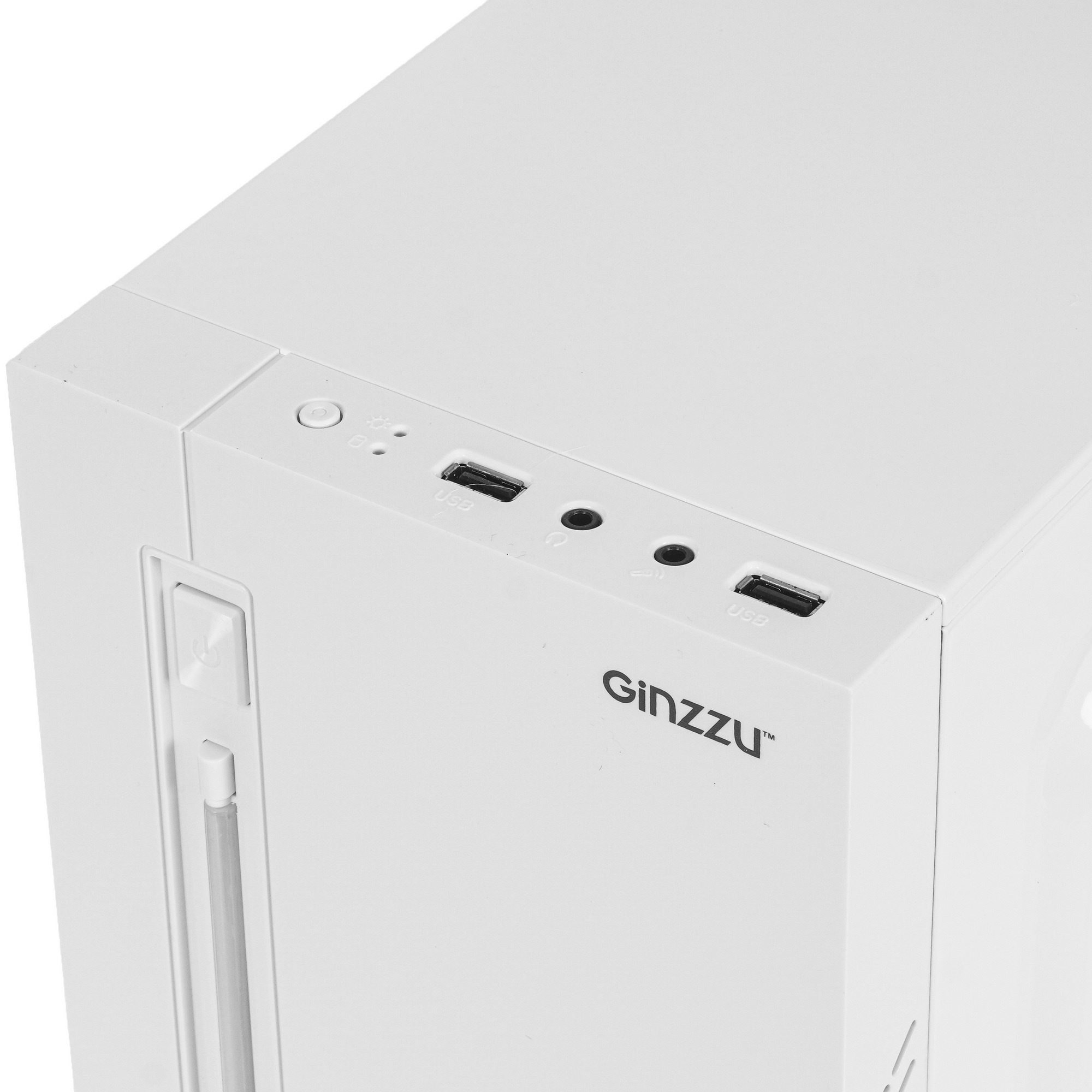 Компьютерный корпус  Ginzzu D390 2*USB 2.0,AU White Window