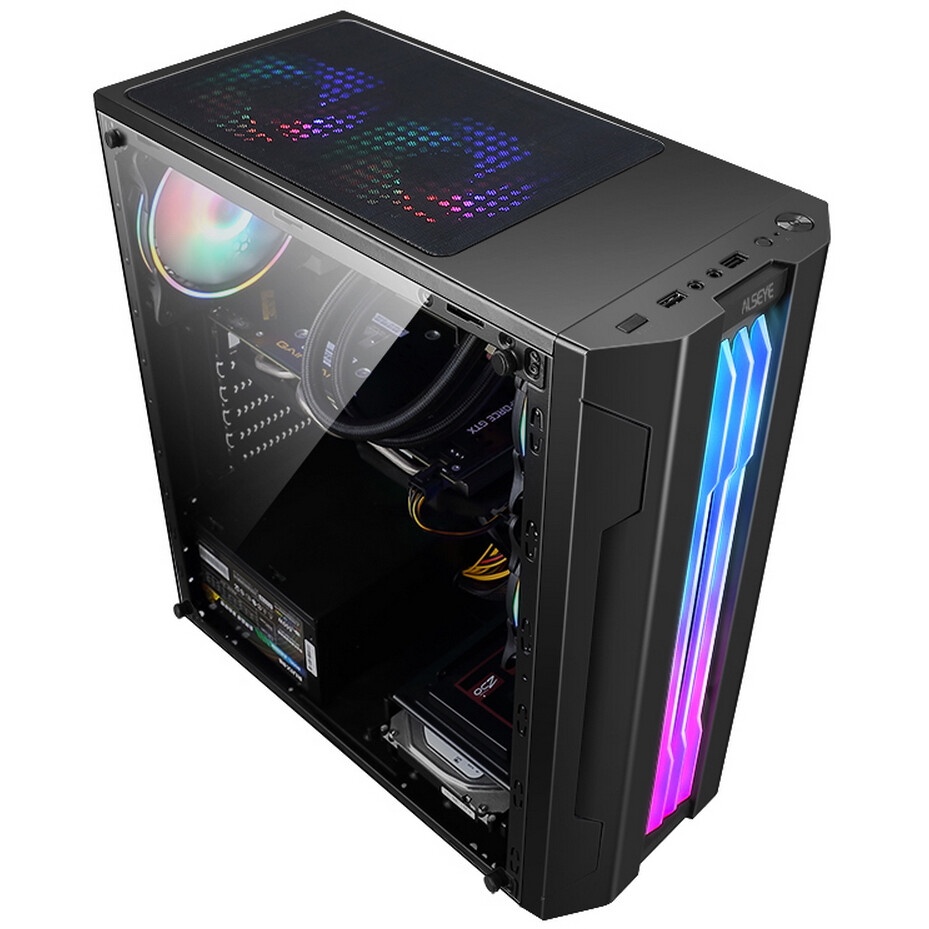 Корпус ALSEYE Warrior-B Mini-ITX/Micro ATX/ATX, USB2.0*2+HD Audio+USB3.0*1, ";H.D.D.(3.5";)*2pcs+S.S