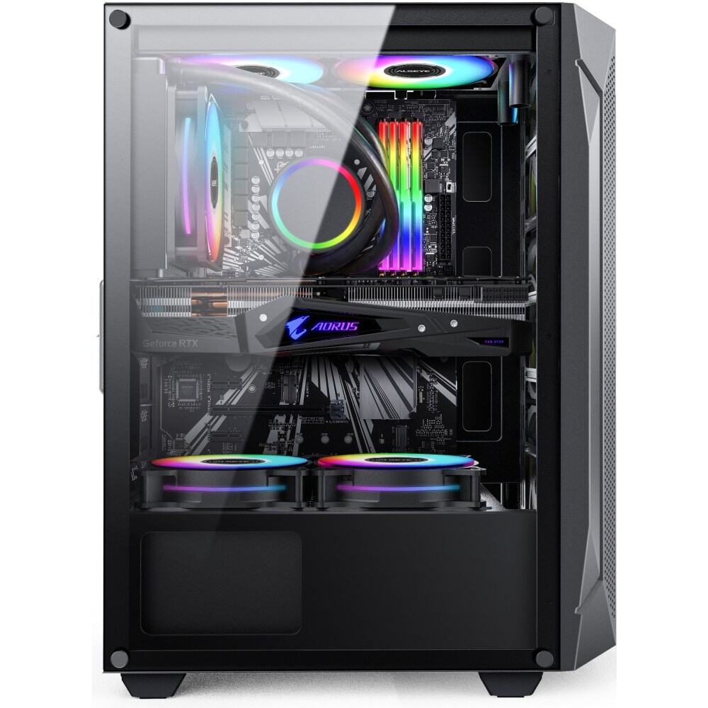 Корпус ALSEYE Warrior-B Mini-ITX/Micro ATX/ATX, USB2.0*2+HD Audio+USB3.0*1, ";H.D.D.(3.5";)*2pcs+S.S