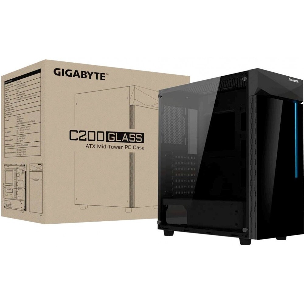 Компьютерный корпус GIGABYTE C200 GLASS MidiTower без Б/П ATX MicroATX MiniITX Цвет черный GB-C200G