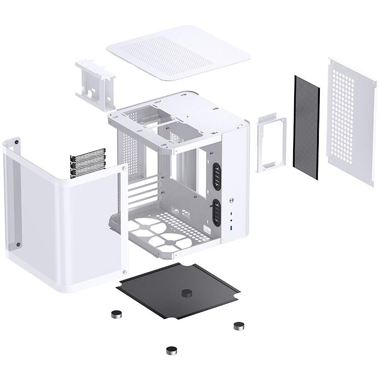 Корпус без блока питания JONSBO TK-1, Mini-Tower, TG, no fan, 1xUSB-A 3.2 + 1xUSB-C 3.2, mATX, mITX