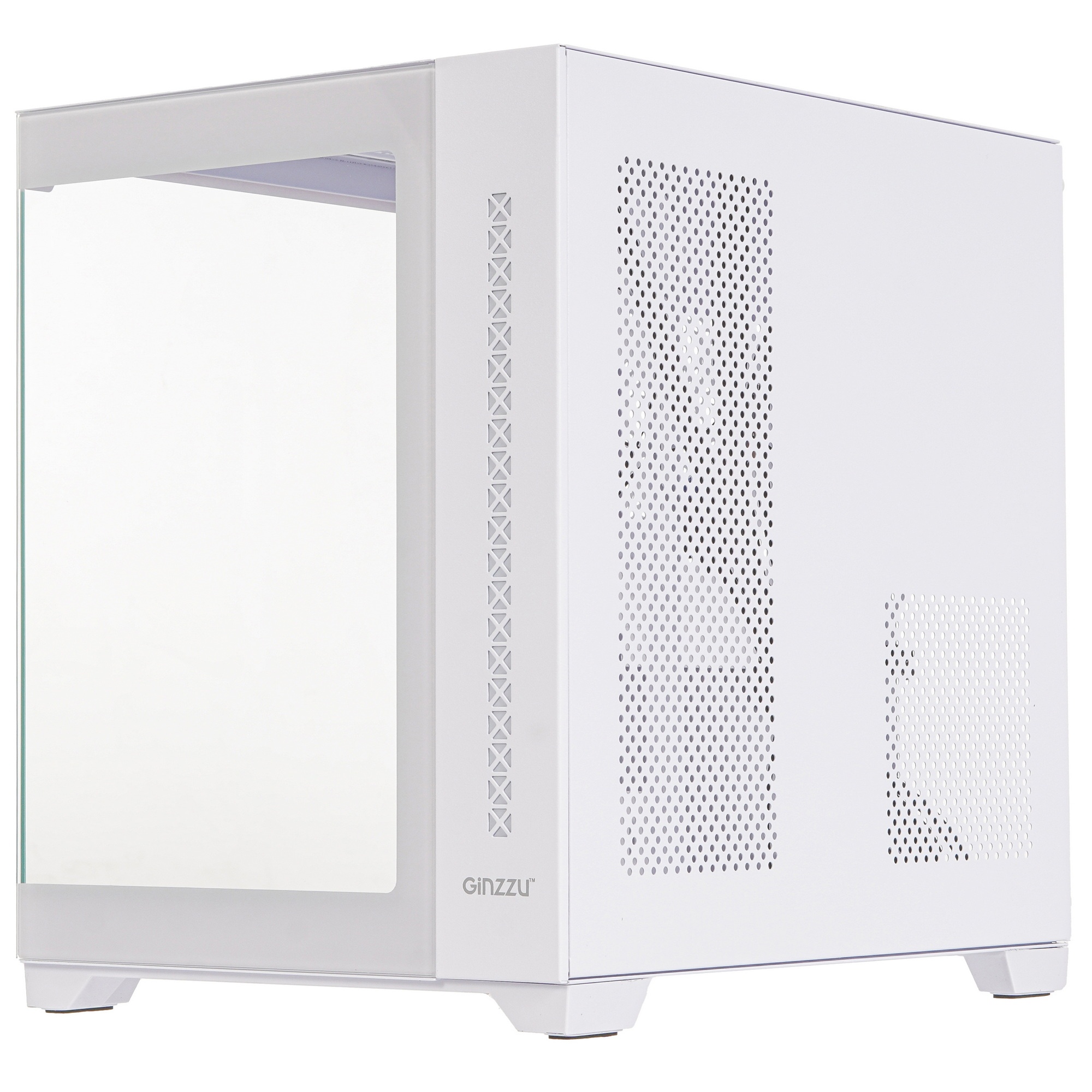 Компьютерный корпус Ginzzu V420 RGB подсветка, закаленное стекло 1*USB 3.0,1*USB 2.0, AU Белый mATX