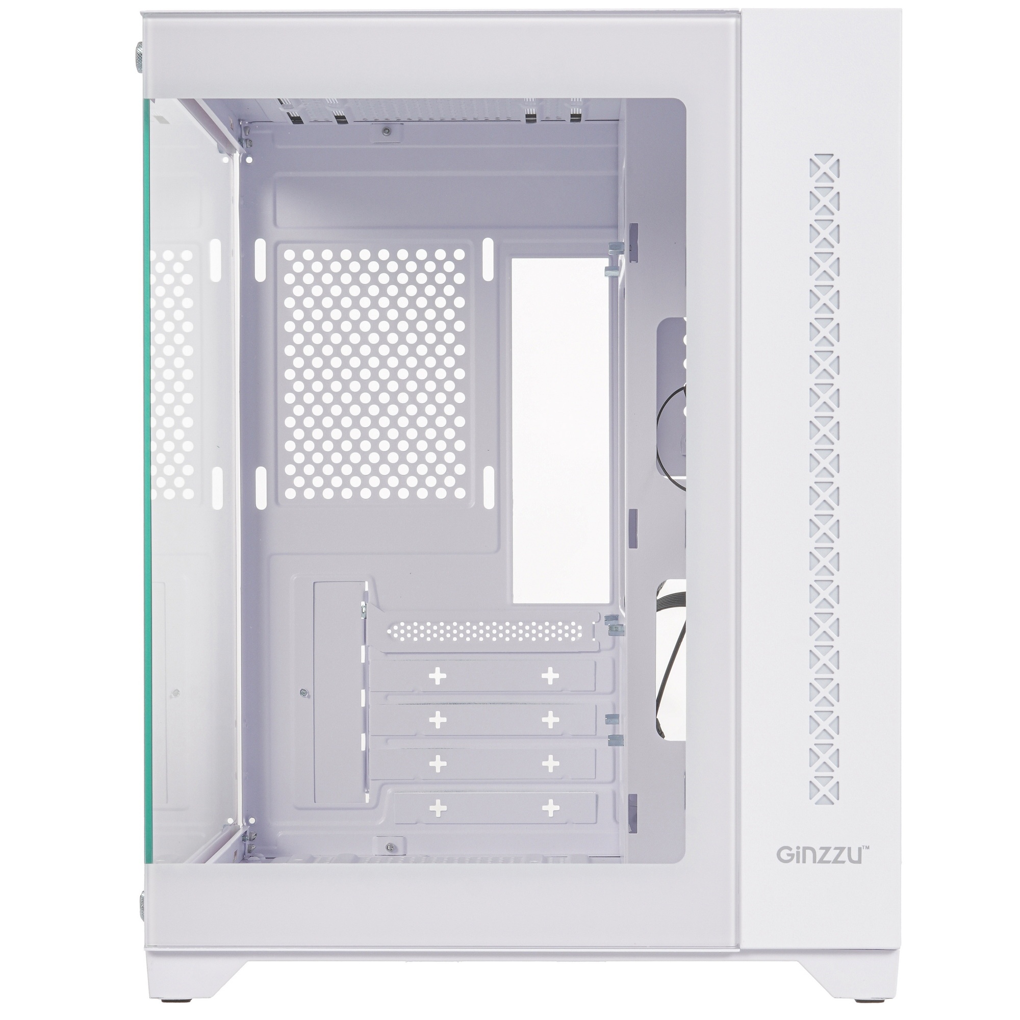 Компьютерный корпус Ginzzu V420 RGB подсветка, закаленное стекло 1*USB 3.0,1*USB 2.0, AU Белый mATX