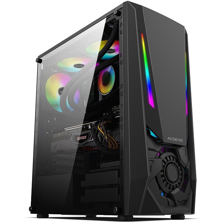 Корпус ALSEYE Auro 3.0-B Mini-ITX/Micro ATX/ATX, USB2.0*2+HD Audio+USB3.0*1, ";H.D.D.(3.5";)*2pcs+S.