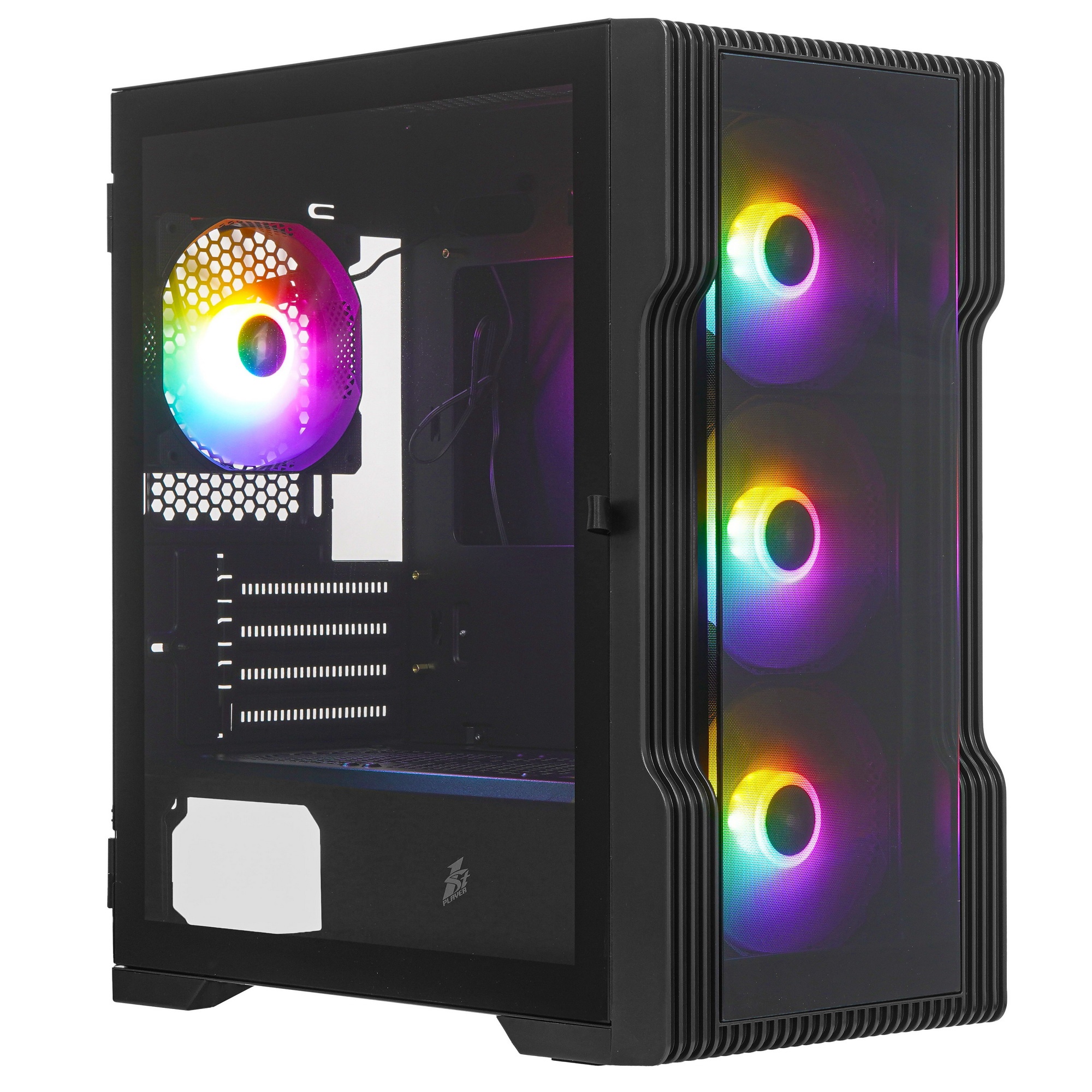 Компьютерный корпус 1STPLAYER TRILOBITE T3-G Black / mATX, TG / 4x 120mm LED fans inc. / T3-G-BK-4F1