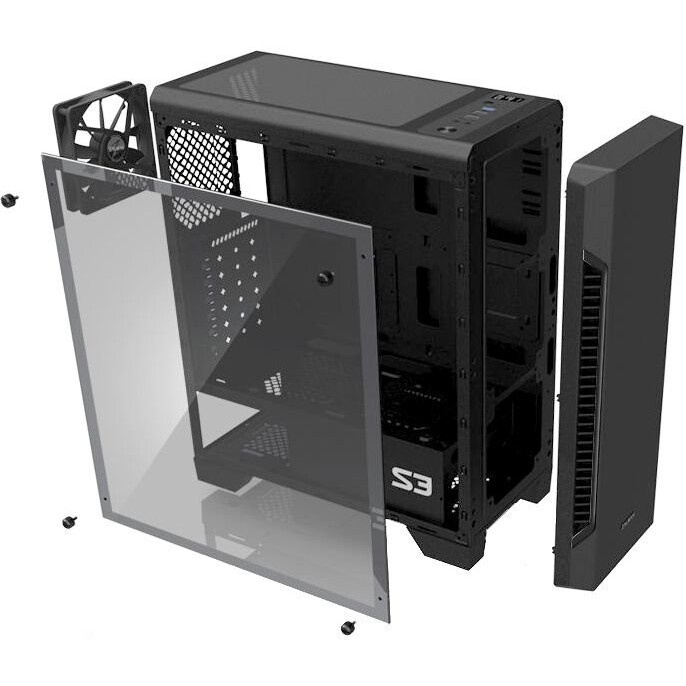 Компьютерный корпус ACD Citadel 106 ATX, Black, USB3.0*1, USB*2+HD audio ,1*12cm  ARGB rear+2*14cm A