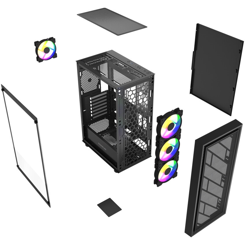 Компьютерный корпус ACD Citadel 106 ATX, Black, USB3.0*1, USB*2+HD audio ,1*12cm  ARGB rear+2*14cm A