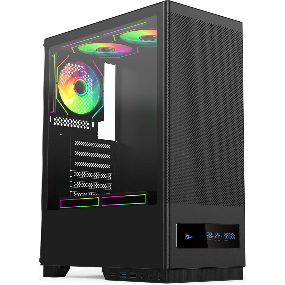 Компьютерный корпус ACD Citadel 106 ATX, Black, USB3.0*1, USB*2+HD audio ,1*12cm  ARGB rear+2*14cm A