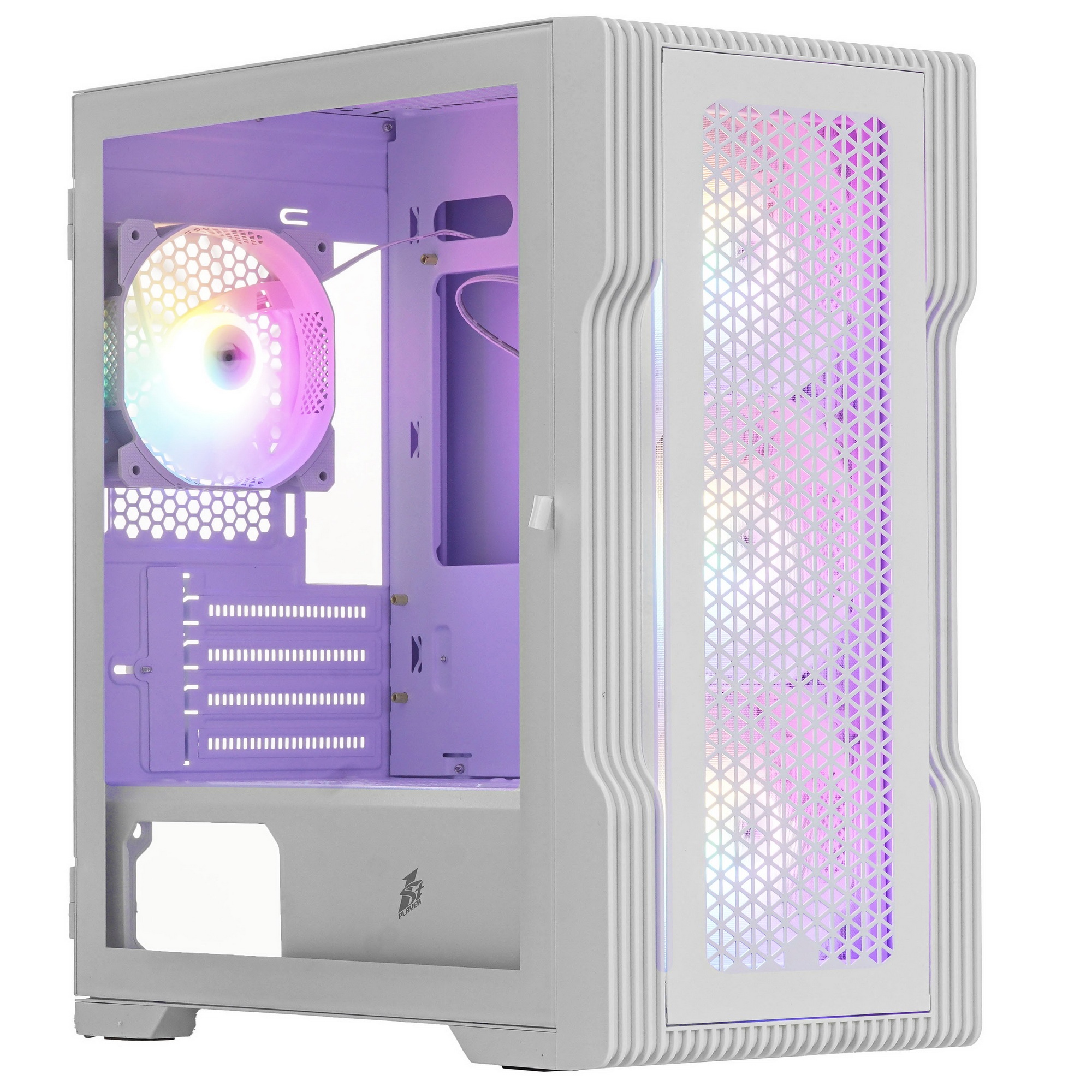 Компьютерный корпус 1STPLAYER TRILOBITE T3 White / mATX, TG / 4x 120mm LED fans inc. / T3-WH-4F1-W