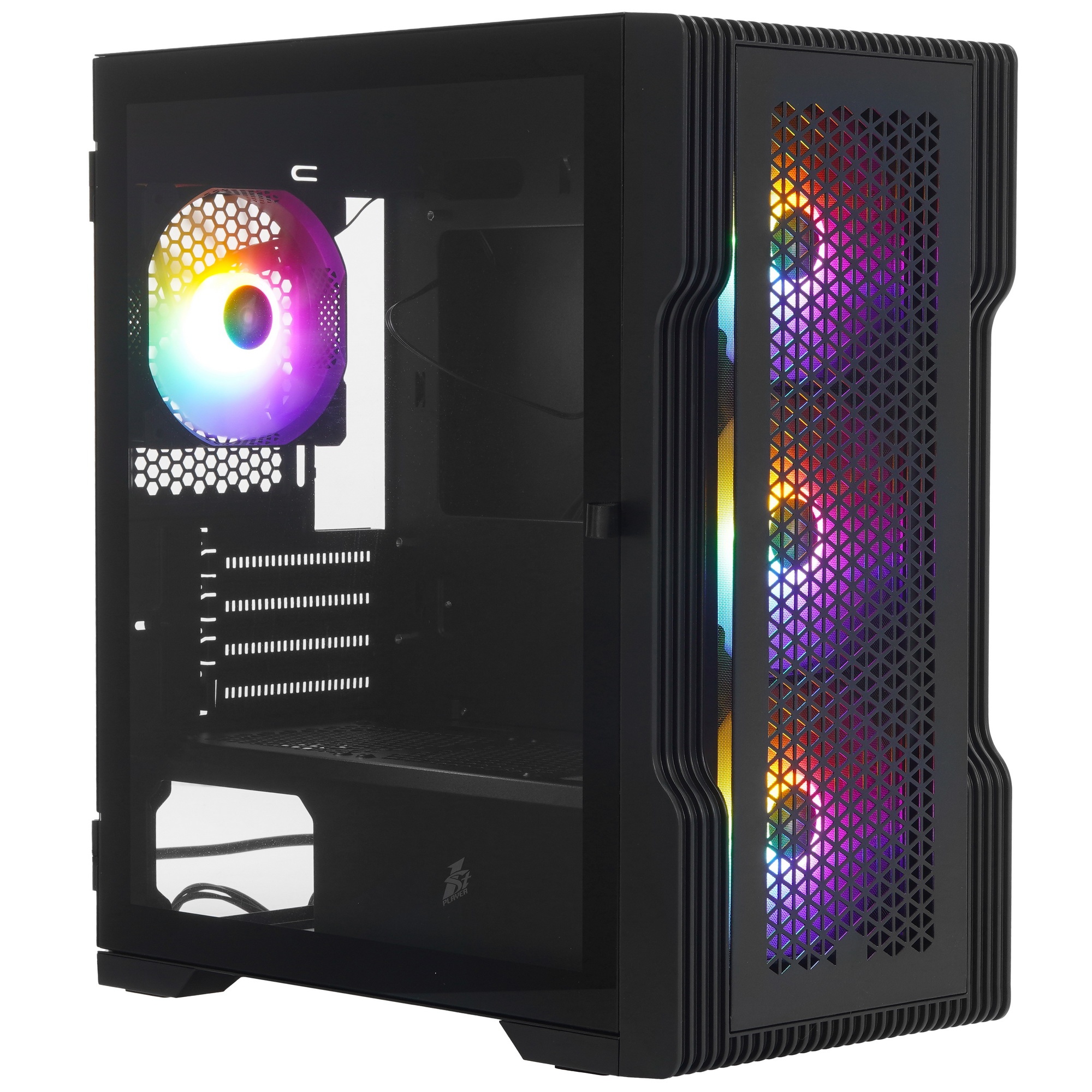 Компьютерный корпус 1STPLAYER TRILOBITE T3 Black / mATX, TG / 4x 120mm LED fans inc. / T3-BK-4F1