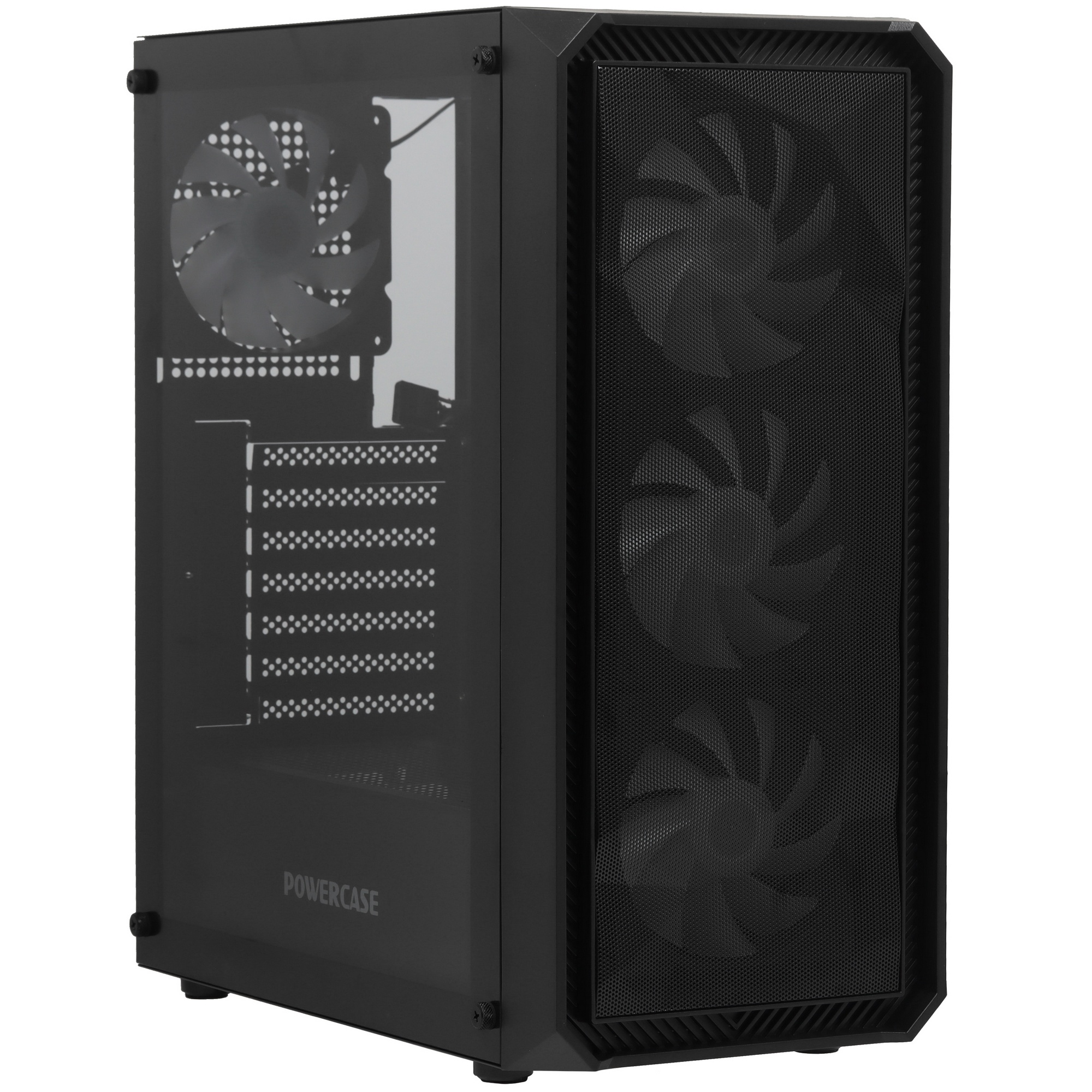 Компьютерный корпус Powercase Mistral Edge, Tempered Glass, 4x 120mm 5-color fan, чёрный, ATX  (CMIE
