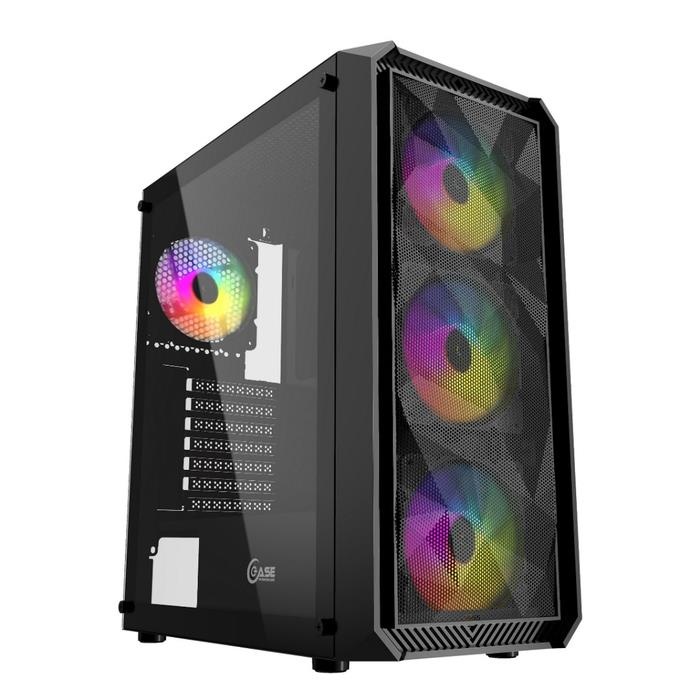Компьютерный корпус Powercase Mistral Edge, Tempered Glass, 4x 120mm 5-color fan, чёрный, ATX  (CMIE