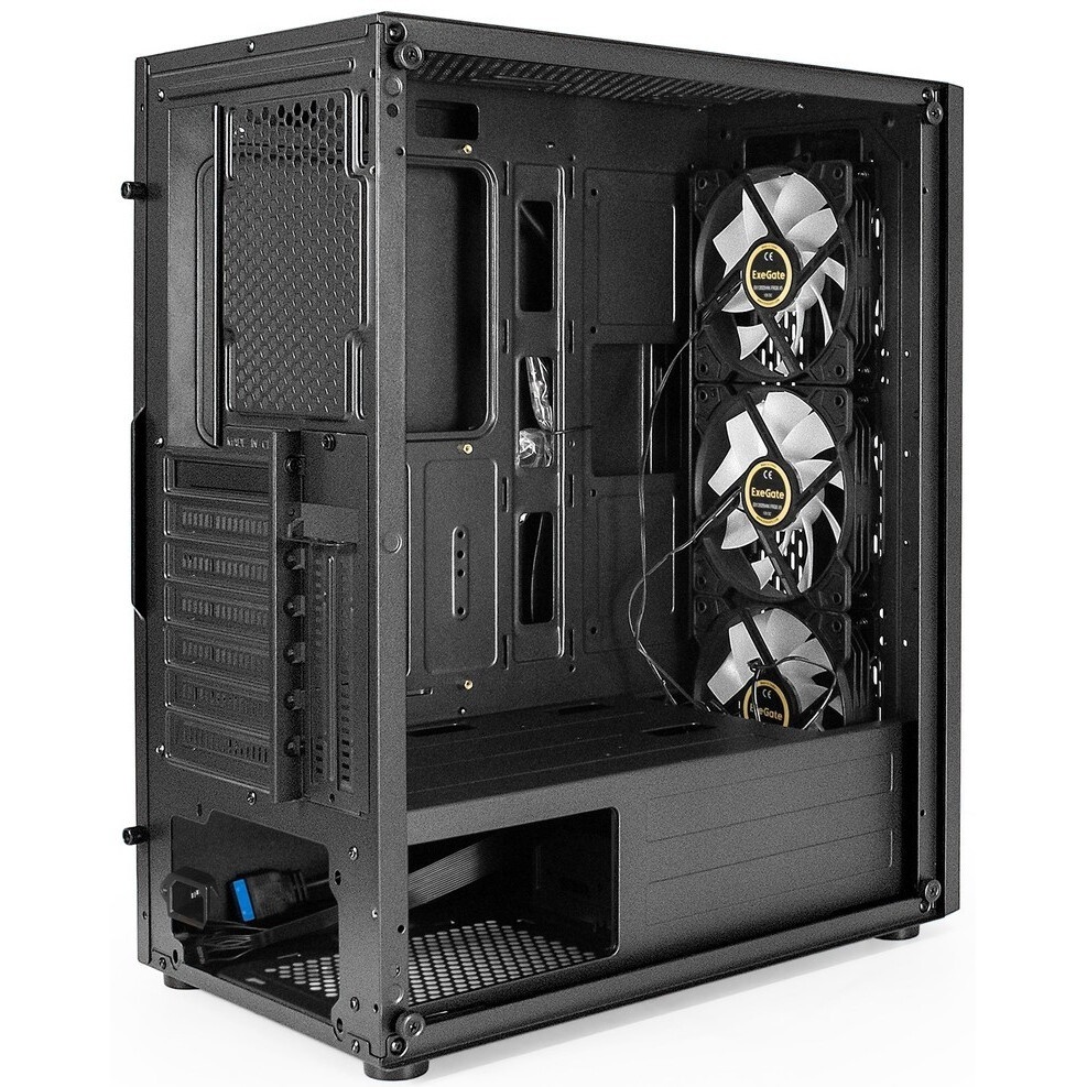 Компьютерный корпус Miditower ExeGate EVO-5001A (ATX, без БП, 2*USB+1*USB3.0+HD Audio, черный, 3 вен
