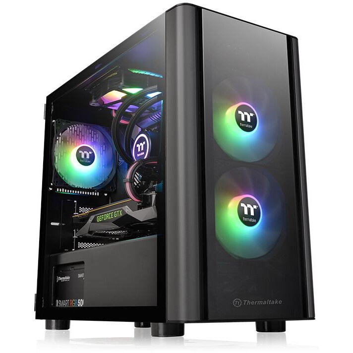 Компьютерный корпус Thermaltake V150 TG CA-1R1-00S1WN-00 Black/Win/SPCC/Tempered Glass*2/ 120mm Stan