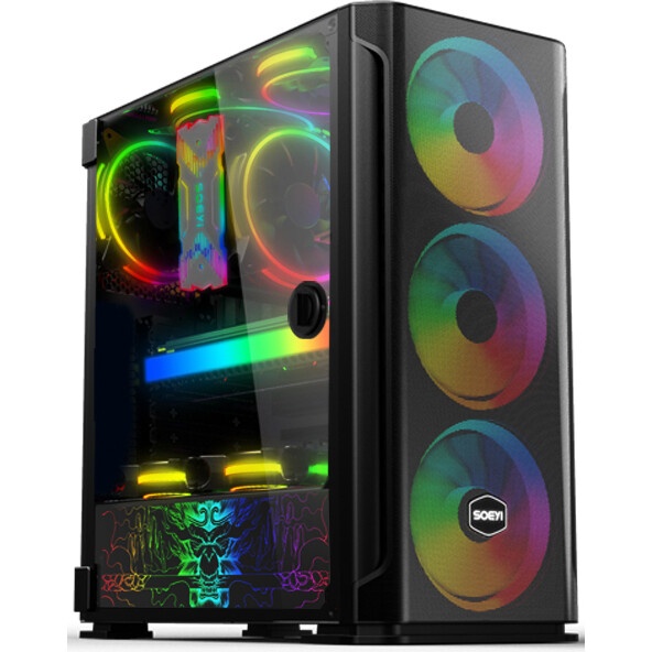 Корпус SOEYI «AX1-B10 SOEYI ATX case with black coating front panel with flat small mesh, without»