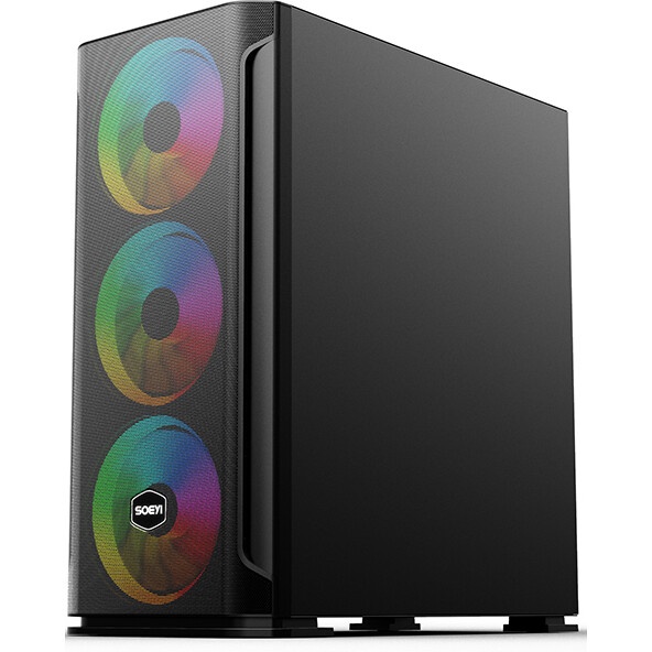 Корпус SOEYI «AX1-B10 SOEYI ATX case with black coating front panel with flat small mesh, without»