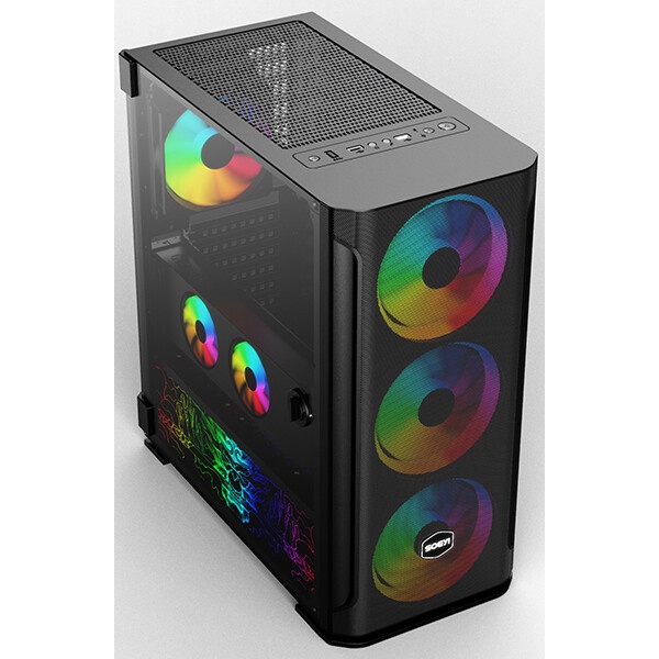 Корпус SOEYI «AX1-B10 SOEYI ATX case with black coating front panel with flat small mesh, without»