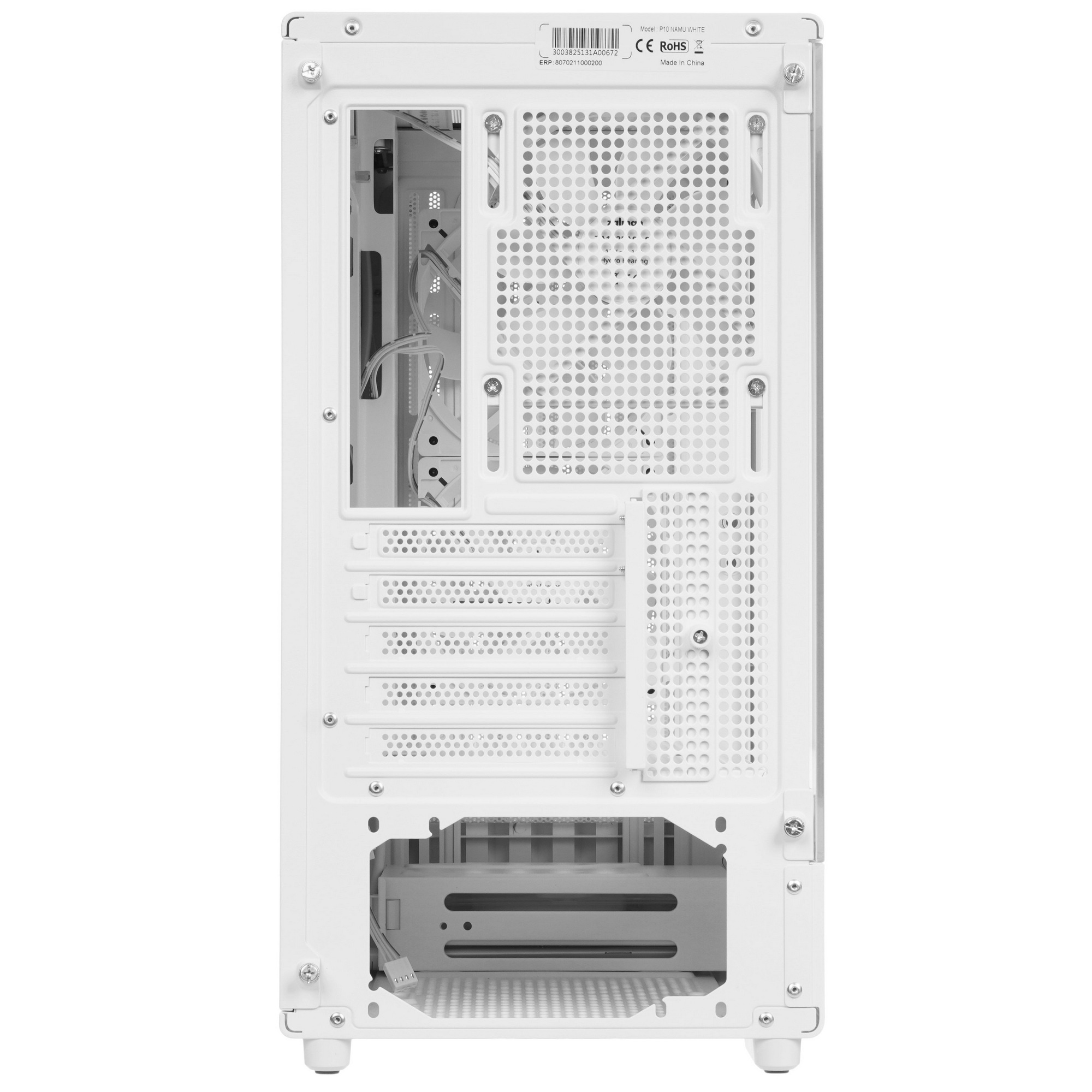 Корпус Zalman P10 NAMU, MATX, WHITE, WINDOW, FRONT COVER WALNUT, 2x3.5", 3x2.5", 1xUSB TYPE-C, 1xUSB