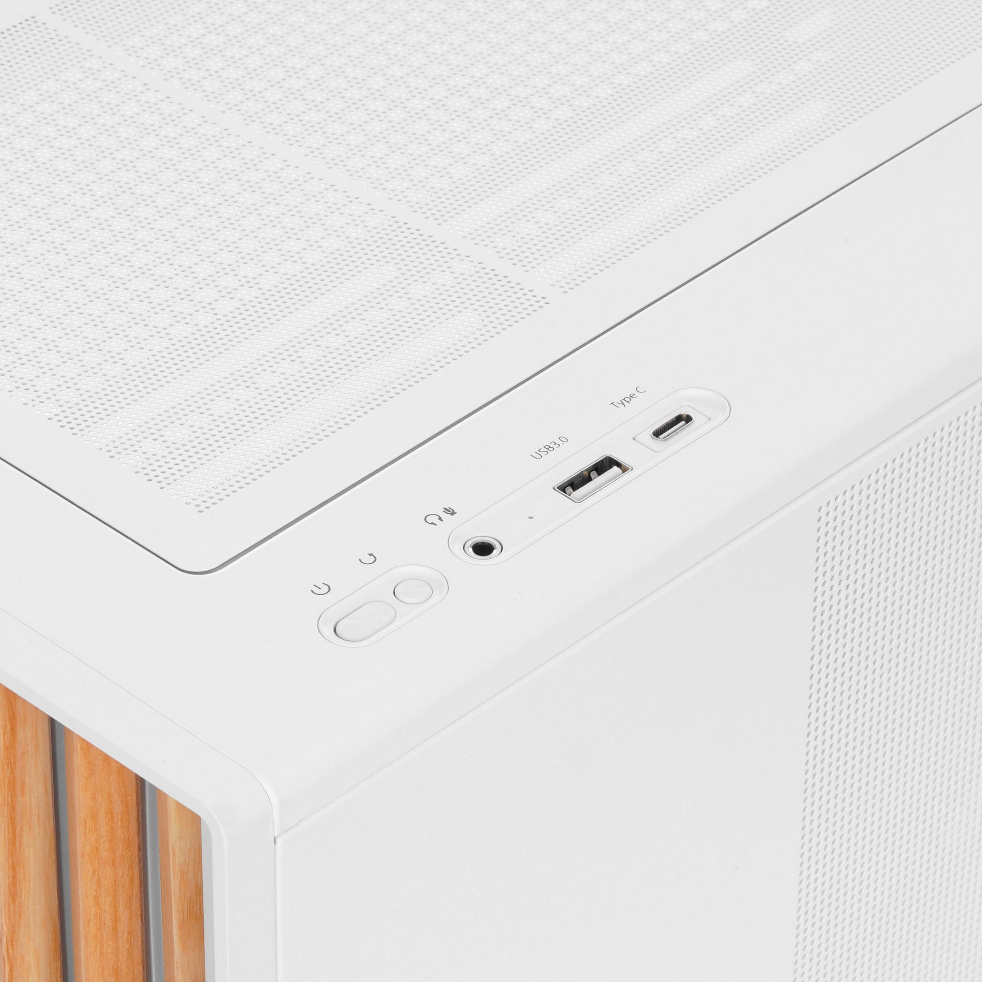 Корпус Zalman P10 NAMU, MATX, WHITE, WINDOW, FRONT COVER WALNUT, 2x3.5", 3x2.5", 1xUSB TYPE-C, 1xUSB