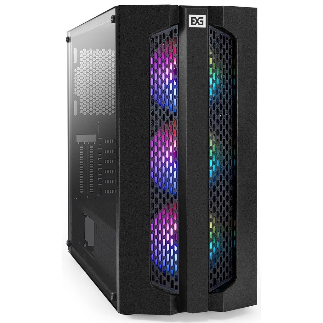 Корпус Miditower ExeGate EVO-8227 (ATX, без БП, 2*USB+1*USB3.0+HD Audio, черный, 3 вент. с RGB подсв