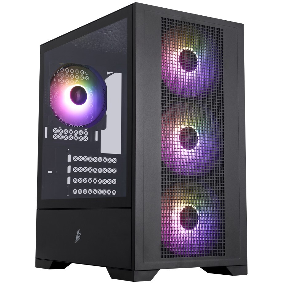 Корпус 1STPLAYER MIKU Mi2-A Black / mATX / 3x120mm LED fans / Mi2-A-BK-2F1R-1F1
