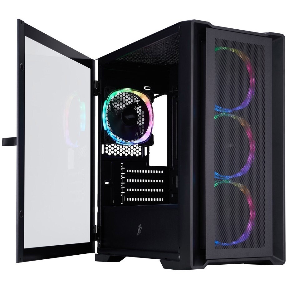 Корпус 1STPLAYER MIKU Mi2-A Black / mATX / 3x120mm LED fans / Mi2-A-BK-2F1R-1F1