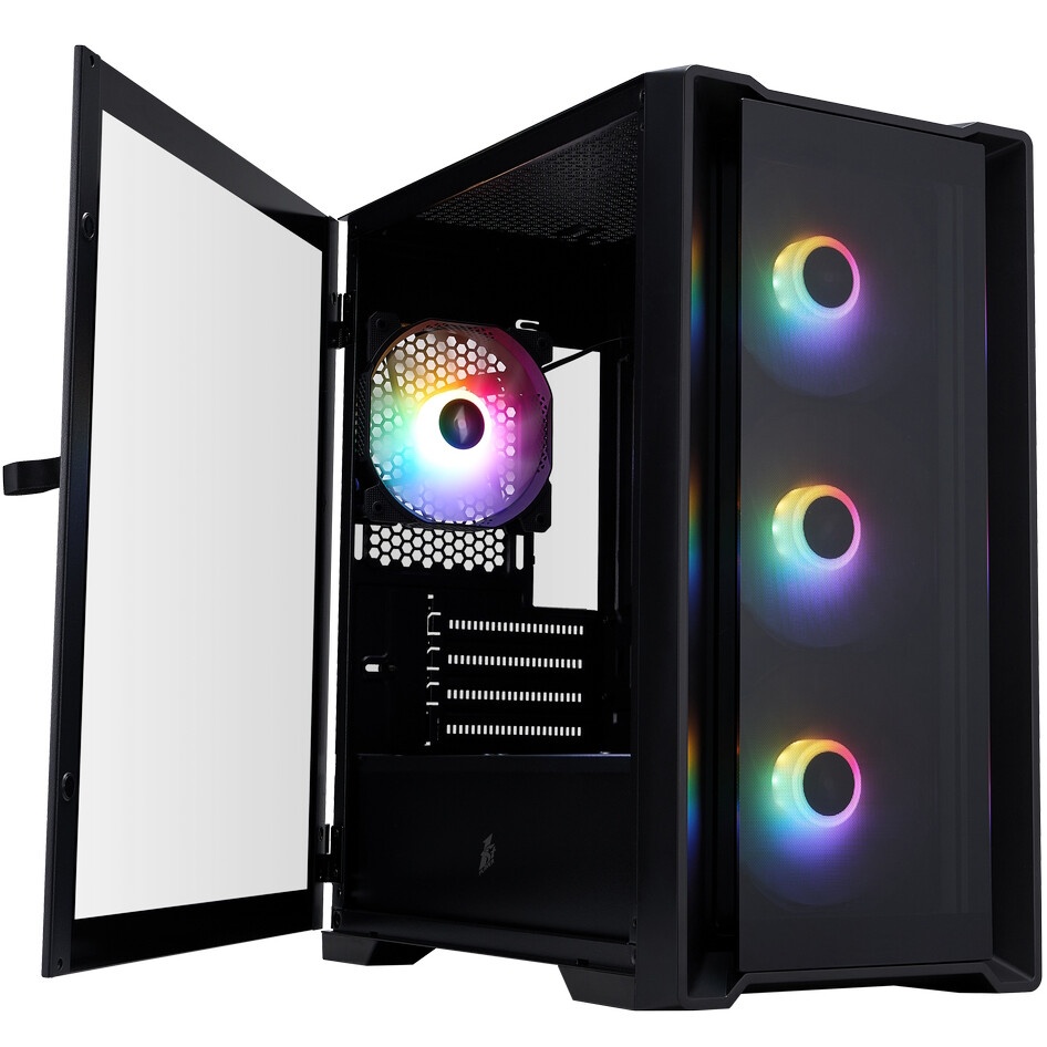 Корпус 1STPLAYER MIKU Mi2-A Black / mATX / 3x120mm LED fans / Mi2-A-BK-2F1R-1F1