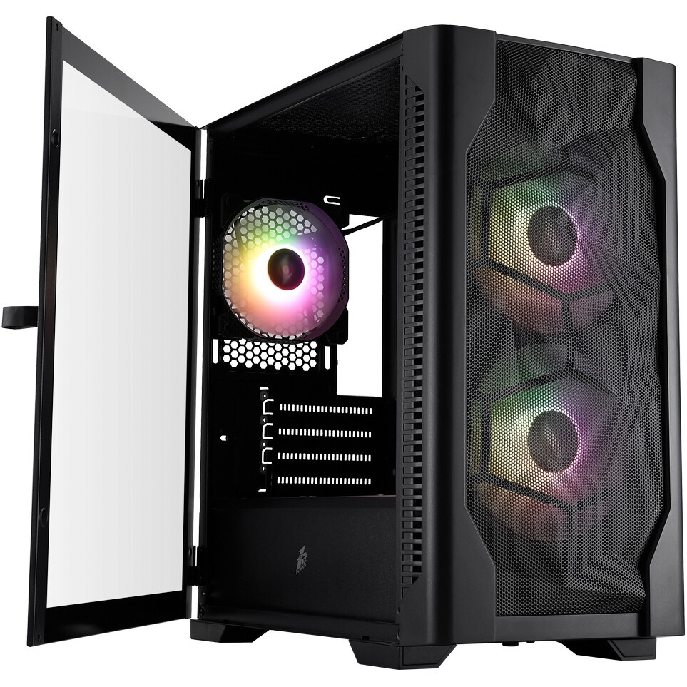 Корпус 1STPLAYER MIKU Mi2-A Black / mATX / 3x120mm LED fans / Mi2-A-BK-2F1R-1F1