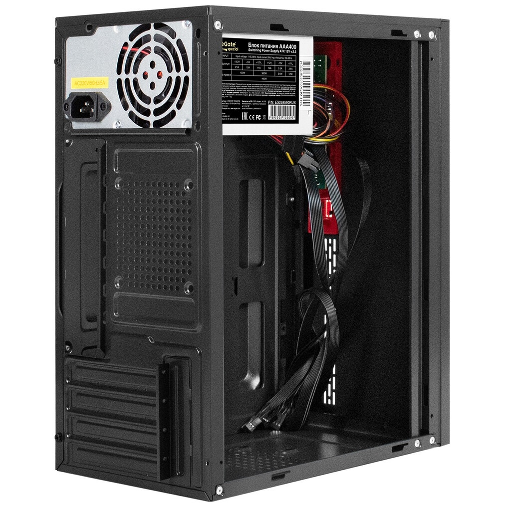 Корпус Minitower ExeGate BAA-403-AAA400 (mATX, БП AAA400 с вент. 8см, 2*USB, HD Audio, черный)