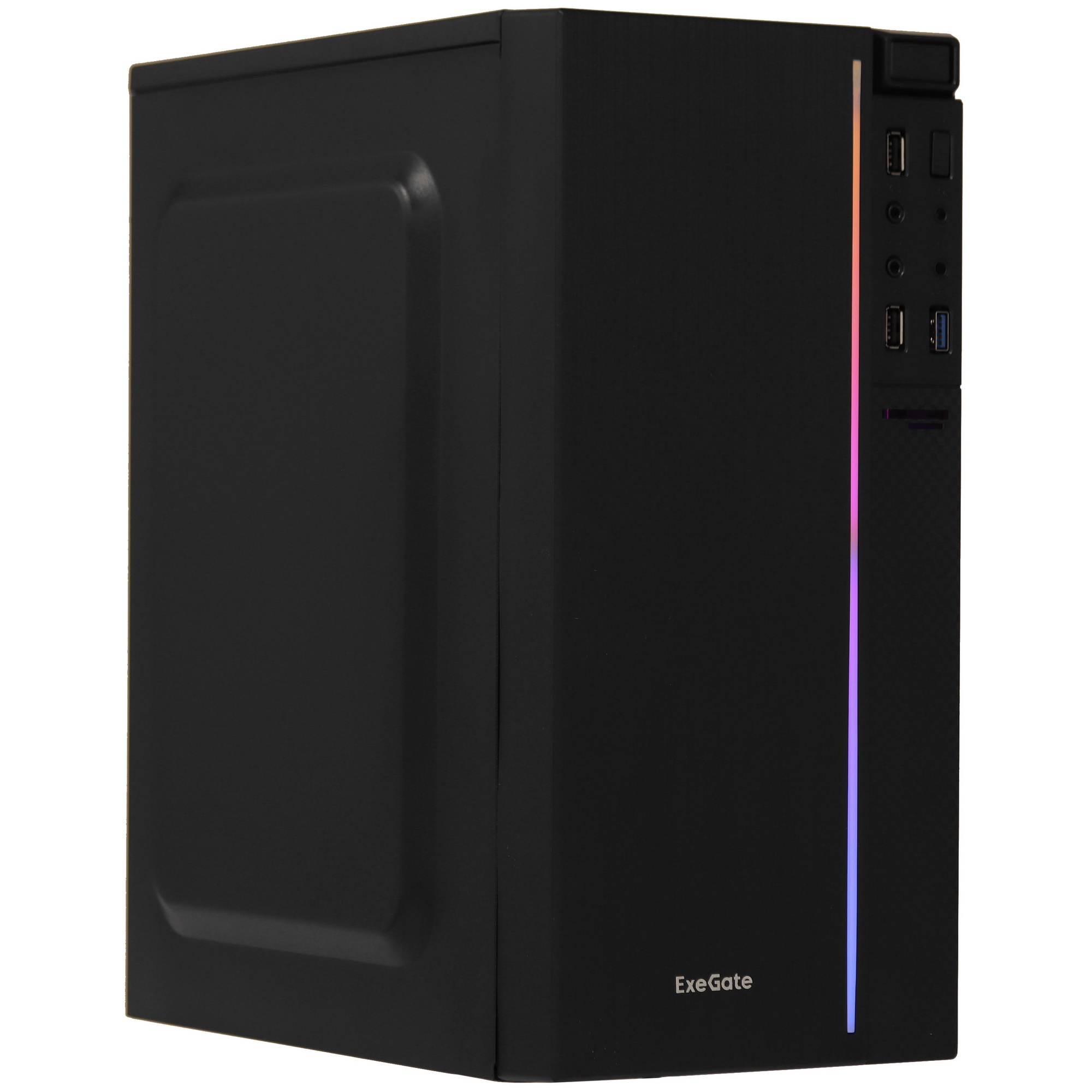 Компьютерный корпус Minitower ExeGate mEVO-9302-RGB (mATX, без БП, 2*USB+1*USB3.0, HD аудио, черный