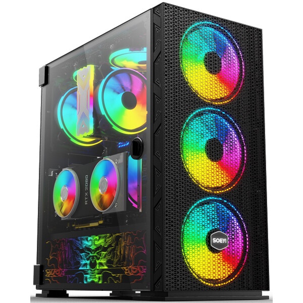 Корпус SOEYI «AX8-B20 SOEYI ATX case with black coating front panel with flat bigger mesh, without»