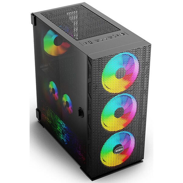 Корпус SOEYI «AX8-B20 SOEYI ATX case with black coating front panel with flat bigger mesh, without»