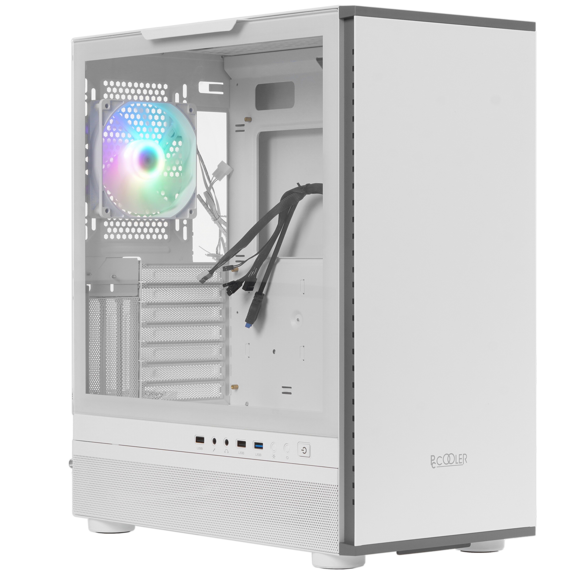 Компьютерный корпус  PCCooler IE200 WH, Tempered Glass Full Tower, белый, TG, SPCC, 1x120mm ARGB E-A