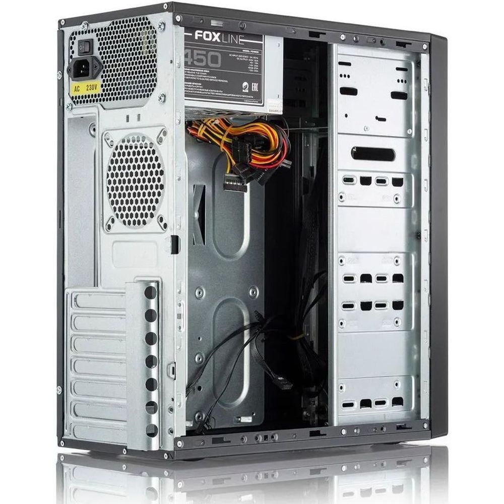 Компьютерный корпус c блоком питания Foxline FL-301-FZ450-RW ATX case, черный, 450 Ватт w/PSU 450W 8