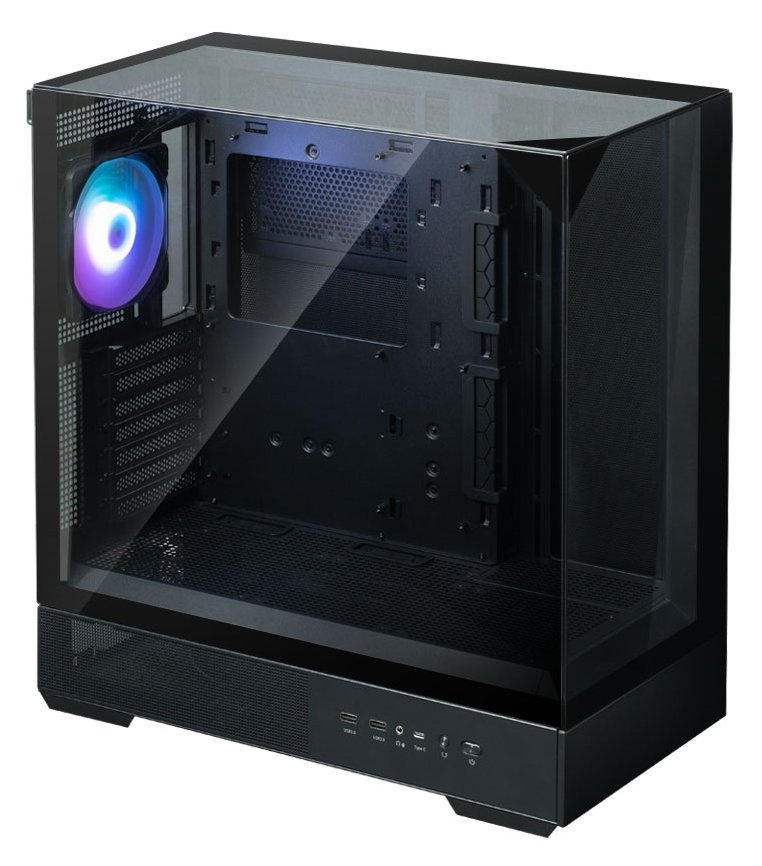 Корпус ZALMAN P40 Prism, ATX, BLACK, WINDOW, 2x3.5", 3x2.5", 1xUSB TYPE-C, 2xUSB3.0, REAR 1x120mm AR